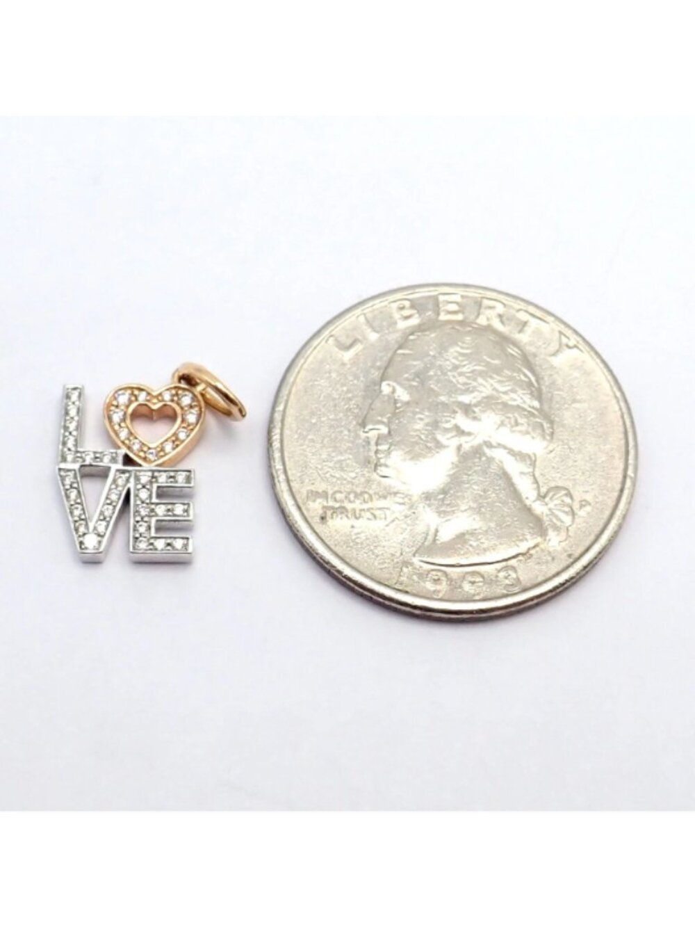Tiffany & Co. 18k Yellow + White Gold LOVE Philadelphia Diamond Pendant Charm - Picture 4 of 9